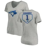 Tony Fernandez Women's Toronto Blue Jays RBI Slim Fit V-Neck T-Shirt - Heathered Gray