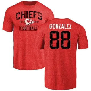 Tony Gonzalez Kansas City Chiefs Red Distressed Name & Number Tri-Blend T-Shirt