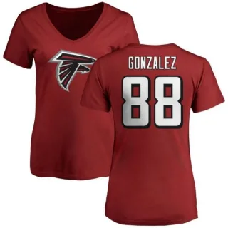 Tony Gonzalez Women's Atlanta Falcons Name & Number Logo Slim Fit T-Shirt - Red