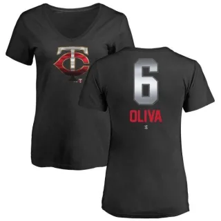 Tony Oliva Women's Minnesota Twins Midnight Mascot V-Neck T-Shirt - Black