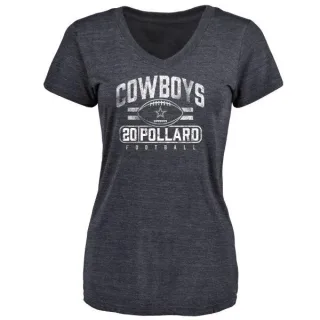 Tony Pollard Women's Dallas Cowboys Flanker Tri-Blend T-Shirt - Navy