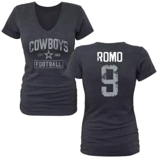 Tony Romo Women's Dallas Cowboys Name & Number Tri-Blend T-Shirt - Navy