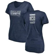 Tony Romo Women's Dallas Cowboys Retro Tri-Blend V-Neck T-Shirt - Navy