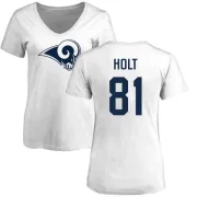 Torry Holt Women's Los Angeles Rams Name & Number Logo Slim Fit T-Shirt - White