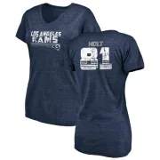 Torry Holt Women's Los Angeles Rams Retro Tri-Blend V-Neck T-Shirt - Navy