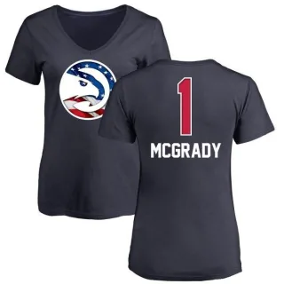 Tracy McGrady Women's Atlanta Hawks Navy Name and Number Banner Wave V-Neck T-Shirt