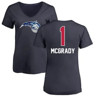 Tracy Mcgrady Women's Orlando Magic Navy Name and Number Banner Wave V-Neck T-Shirt