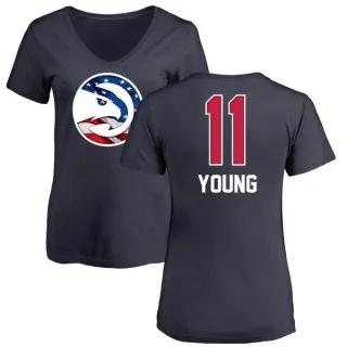 Trae Young Women's Atlanta Hawks Navy Name and Number Banner Wave V-Neck T-Shirt