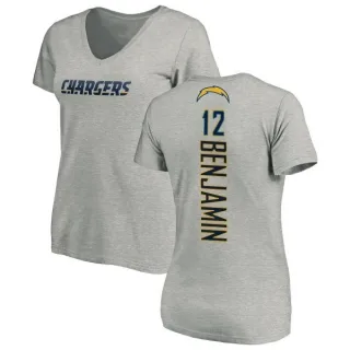 Travis Benjamin Women's Los Angeles Chargers Name & Number Slim Fit V-Neck T-Shirt - Heather Gray