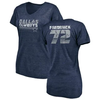 Travis Frederick Women's Dallas Cowboys Retro Tri-Blend V-Neck T-Shirt - Navy