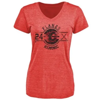 Travis Hamonic Women's Calgary Flames Insignia Tri-Blend T-Shirt - Red