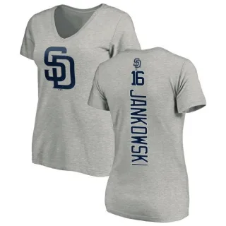 Travis Jankowski Women's San Diego Padres Backer Slim Fit T-Shirt - Ash