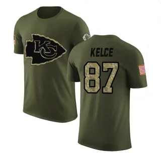 Travis Kelce Kansas City Chiefs Olive Salute to Service Legend T-Shirt