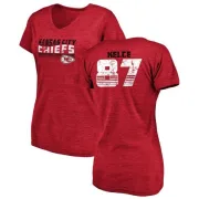 Travis Kelce Women's Kansas City Chiefs Retro Tri-Blend V-Neck T-Shirt - Red