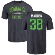 Tre Madden Seattle Seahawks Navy Distressed Name & Number Tri-Blend T-Shirt