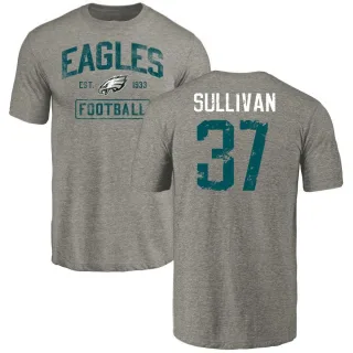 Tre Sullivan Philadelphia Eagles Gray Distressed Name & Number Tri-Blend T-Shirt