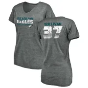 Tre Sullivan Women's Philadelphia Eagles Retro Tri-Blend V-Neck T-Shirt - Heathered Gray