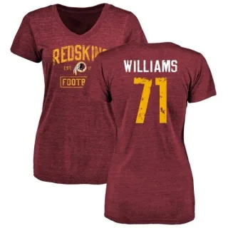 Trent Williams Women's Washington Redskins Burgundy Distressed Name & Number Tri-Blend V-Neck T-Shirt