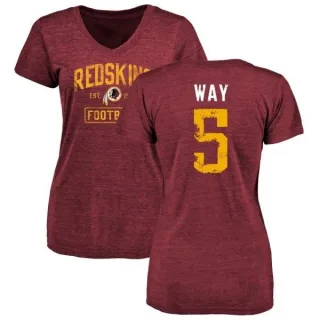 Tress Way Women's Washington Redskins Burgundy Distressed Name & Number Tri-Blend V-Neck T-Shirt