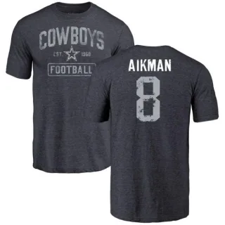 Troy Aikman Dallas Cowboys Distressed Name & Number Tri-Blend T-Shirt - Navy