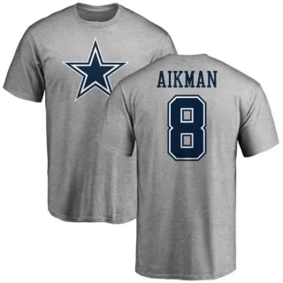 Troy Aikman Dallas Cowboys Name & Number Logo T-Shirt - Ash