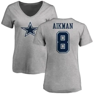 Troy Aikman Women's Dallas Cowboys Name & Number Logo T-Shirt - Ash