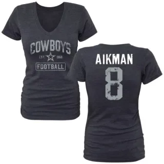 Troy Aikman Women's Dallas Cowboys Name & Number Tri-Blend T-Shirt - Navy