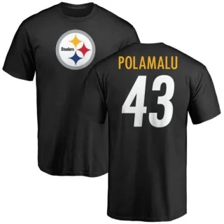 Troy Polamalu Pittsburgh Steelers Name & Number Logo T-Shirt - Black