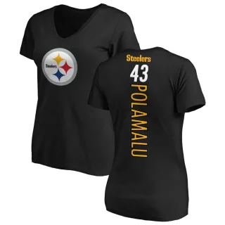 Troy Polamalu Women's Pittsburgh Steelers Backer Slim Fit T-Shirt - Black