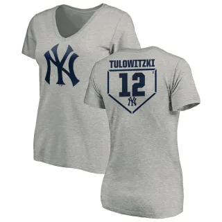 Troy Tulowitzki Women's New York Yankees RBI Slim Fit V-Neck T-Shirt - Heathered Gray