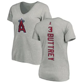 Ty Buttrey Women's Los Angeles Angels Backer Slim Fit T-Shirt - Ash