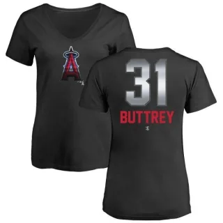 Ty Buttrey Women's Los Angeles Angels Midnight Mascot V-Neck T-Shirt - Black