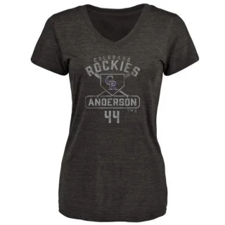 Tyler Anderson Women's Colorado Rockies Base Runner Tri-Blend T-Shirt - Black