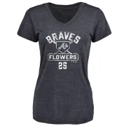 Tyler Flowers Women's Atlanta Braves Base Runner Tri-Blend T-Shirt - Navy