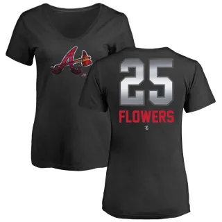 Tyler Flowers Women's Atlanta Braves Midnight Mascot V-Neck T-Shirt - Black