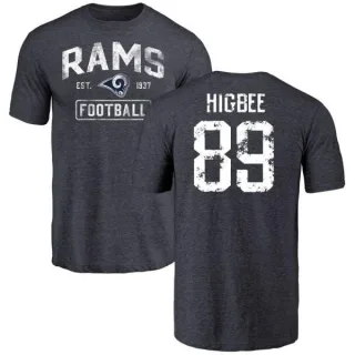 Tyler Higbee Los Angeles Rams Distressed Name & Number Tri-Blend T-Shirt - Navy