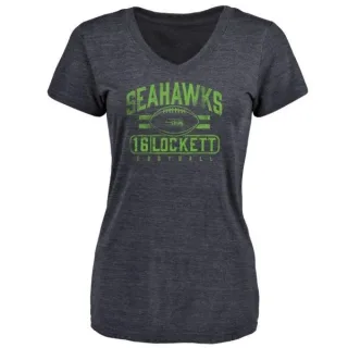 Tyler Lockett Women's Seattle Seahawks Flanker Tri-Blend T-Shirt - Navy