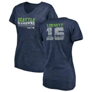 Tyler Lockett Women's Seattle Seahawks Retro Tri-Blend V-Neck T-Shirt - College Navy