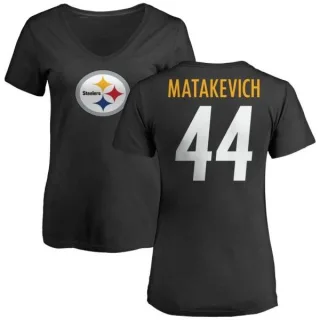 Tyler Matakevich Women's Pittsburgh Steelers Name & Number Logo Slim Fit T-Shirt - Black