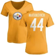 Tyler Matakevich Women's Pittsburgh Steelers Name & Number Logo Slim Fit T-Shirt - Gold