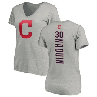 Tyler Naquin Women's Cleveland Indians Backer Slim Fit T-Shirt - Ash