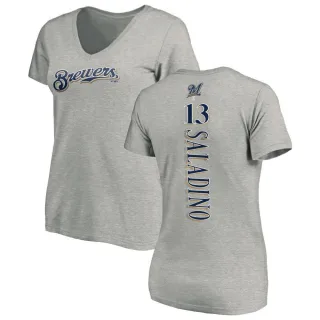 Tyler Saladino Women's Milwaukee Brewers Backer Slim Fit T-Shirt - Ash