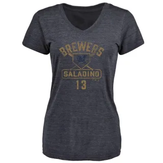 Tyler Saladino Women's Milwaukee Brewers Base Runner Tri-Blend T-Shirt - Navy