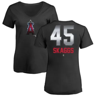 Tyler Skaggs Women's Los Angeles Angels Midnight Mascot V-Neck T-Shirt - Black