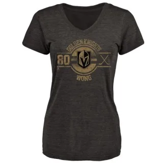 Tyler Wong Women's Vegas Golden Knights Insignia Tri-Blend V-Neck T-Shirt - Black