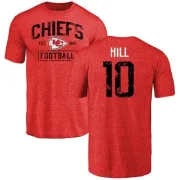 Tyreek Hill Kansas City Chiefs Red Distressed Name & Number Tri-Blend T-Shirt