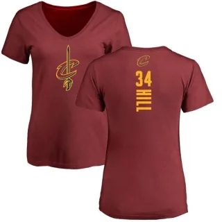 Tyrone Hill Women's Cleveland Cavaliers Maroon Backer T-Shirt