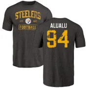 Tyson Alualu Pittsburgh Steelers Black Distressed Name & Number Tri-Blend T-Shirt