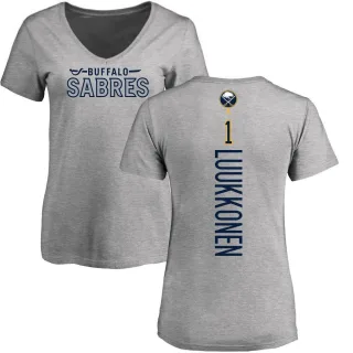 Ukko-Pekka Luukkonen Women's Buffalo Sabres Backer T-Shirt - Ash