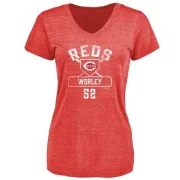 Vance Worley Women's Cincinnati Reds Base Runner Tri-Blend T-Shirt - Red